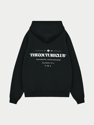MIXED FONT GRAPHIC HOODIE - BLACK