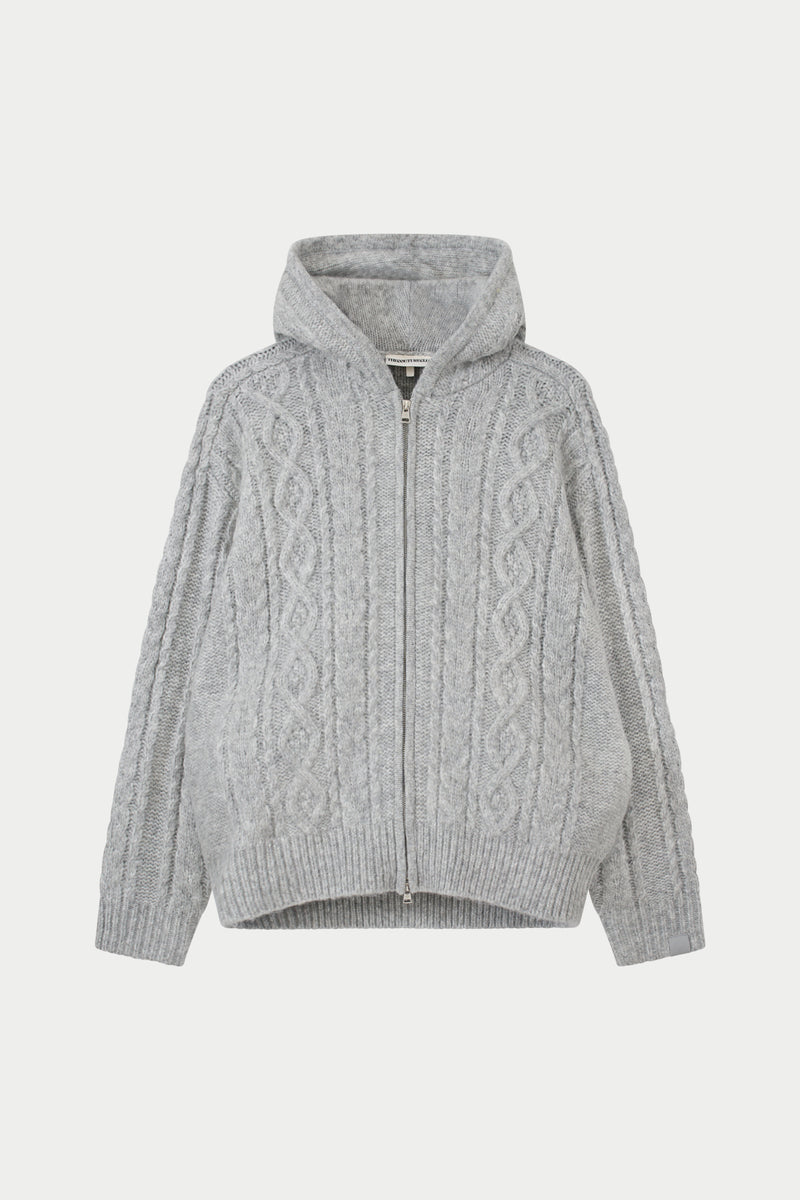 theredthread S button knit hoodie grey theredthread S button knit