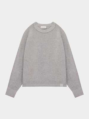 BOUCLE KNIT RAGLAN CREW - GREY MARL