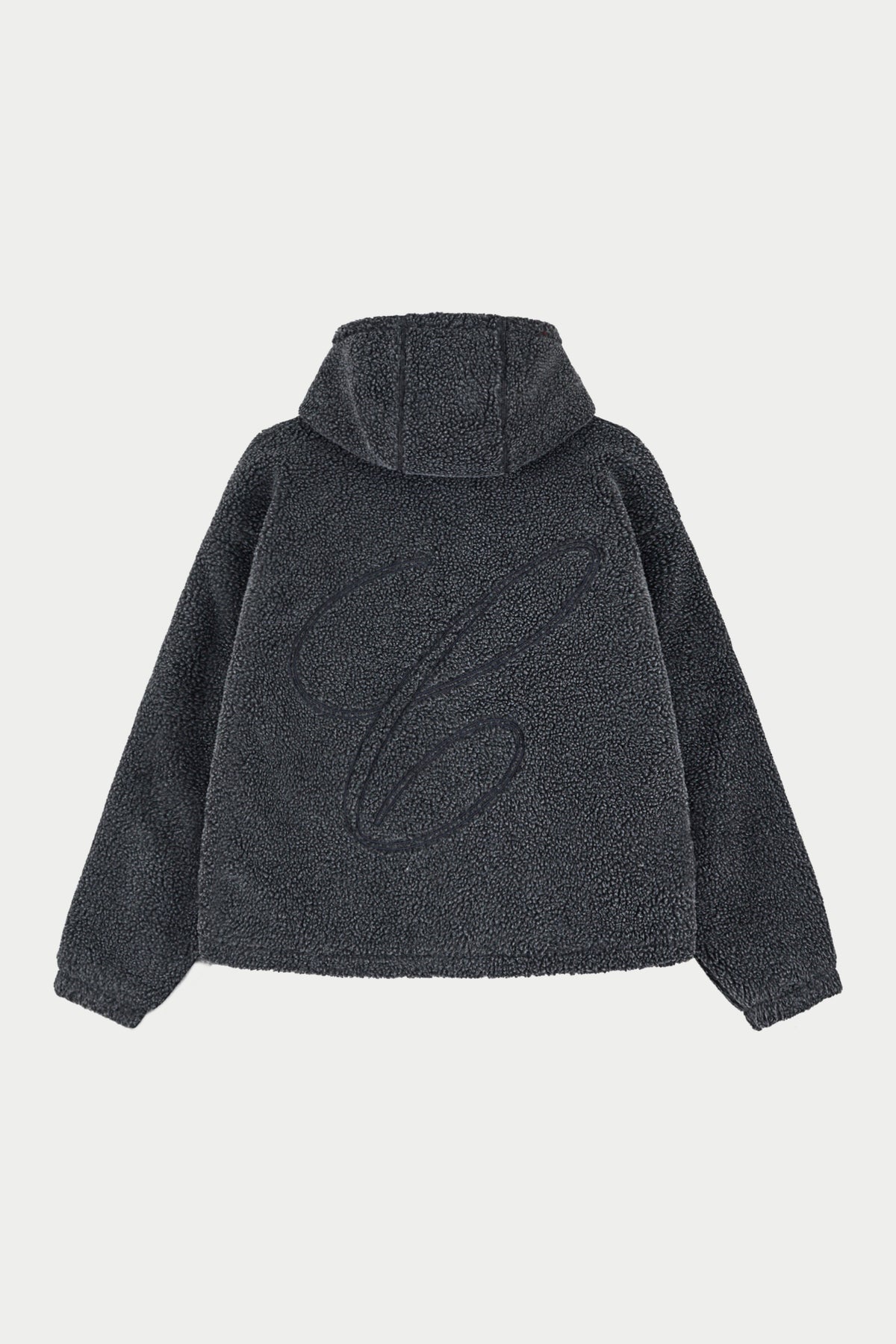 WASHED BORG ZIP THROUGH JACKET - CHARCOAL