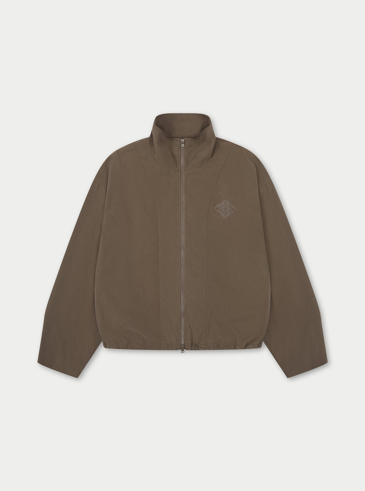 CUPRO FUNNEL NECK ZIP THROUGH - BROWN