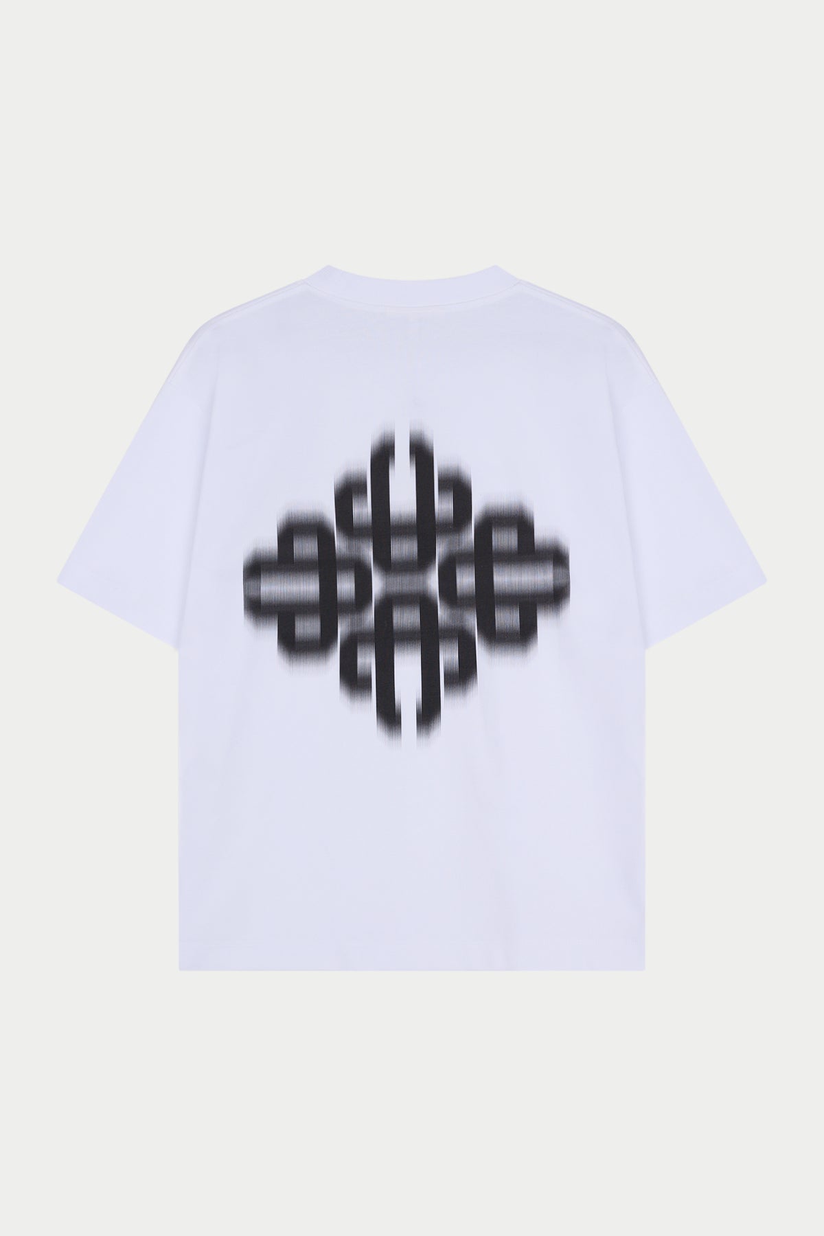 MOTION BLURRED EMBLEM T-SHIRT - WHITE BLACK