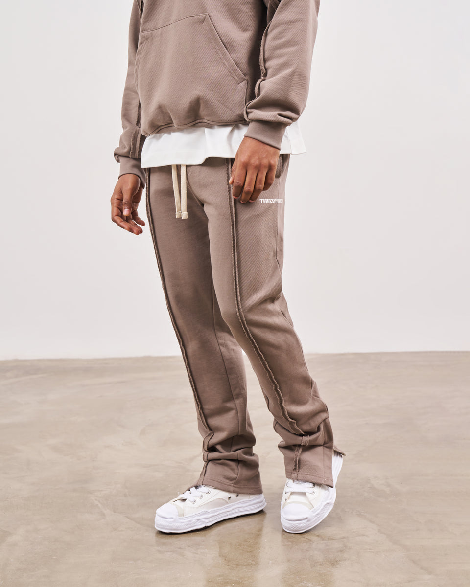 RAW SEAM STRAIGHT LEG JOGGERS - COFFEE – The Couture Club
