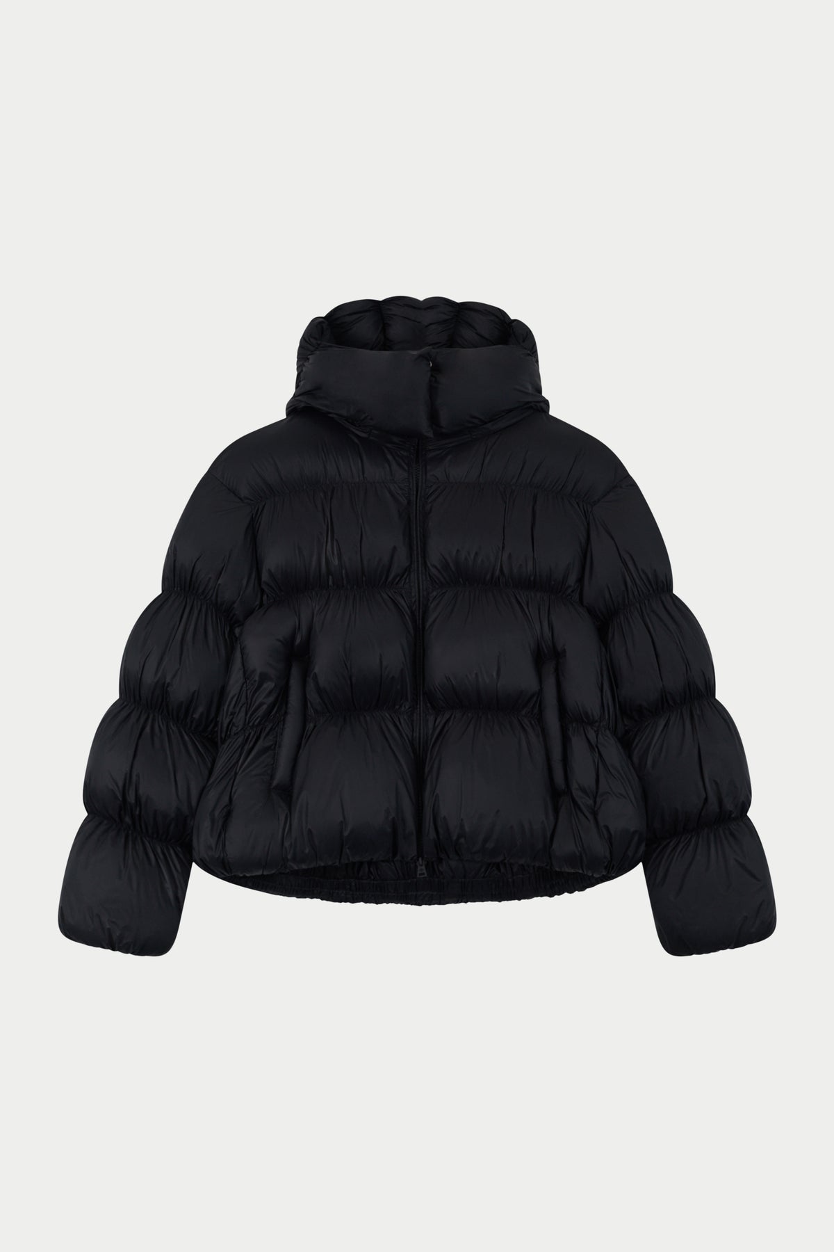 BUBBLE HOODED PUFFER COAT - BLACK