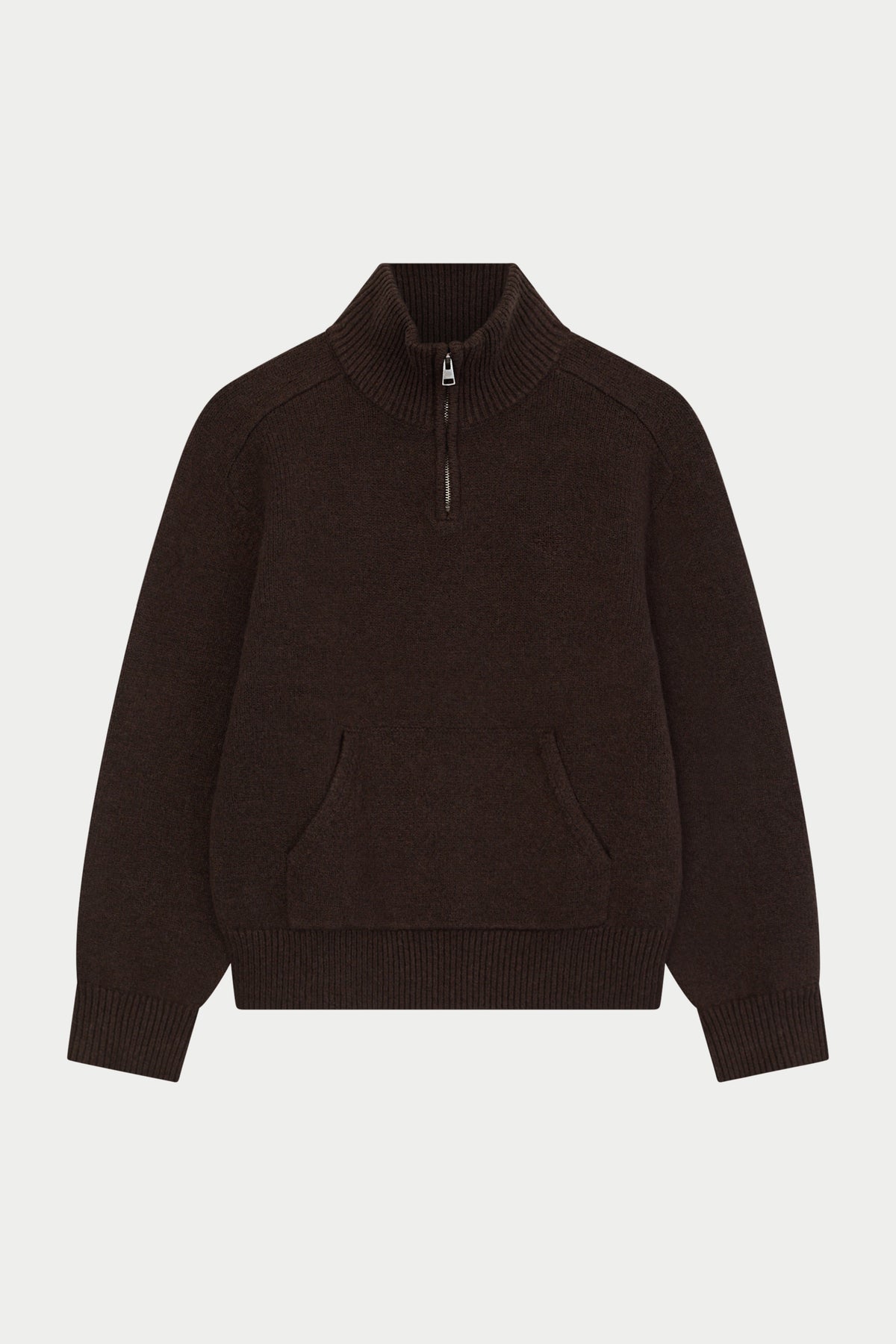 EMBLEM EMBROIDERED FUNNEL NECK - BROWN