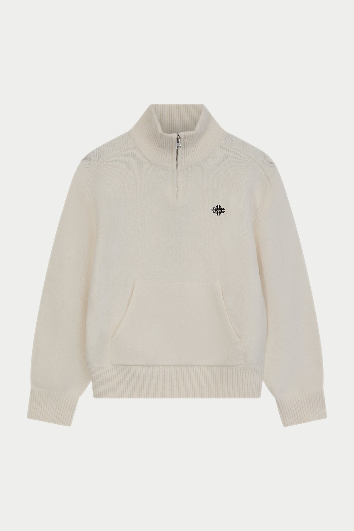 EMBLEM EMBROIDERED FUNNEL NECK - OFF WHITE