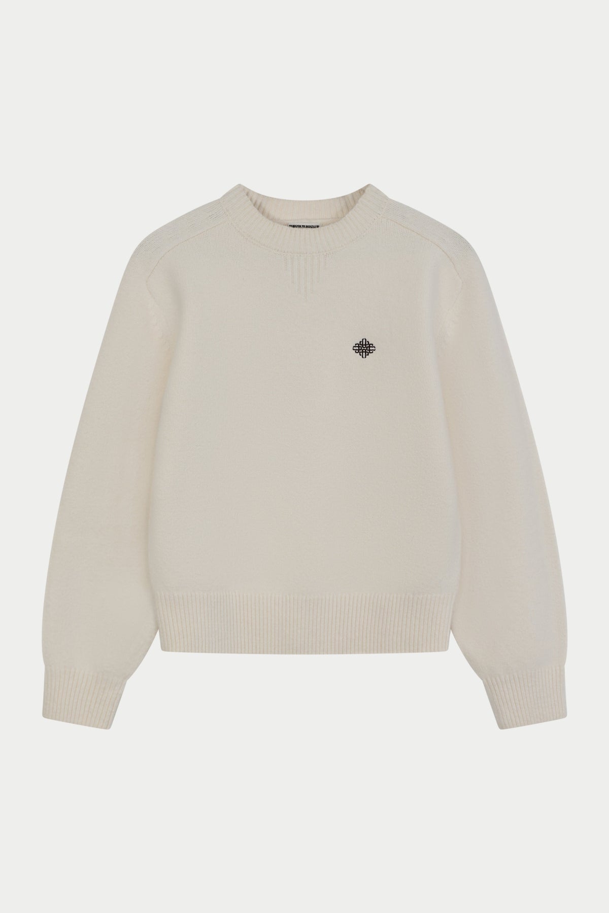 EMBLEM EMBROIDERED CREW - OFF WHITE