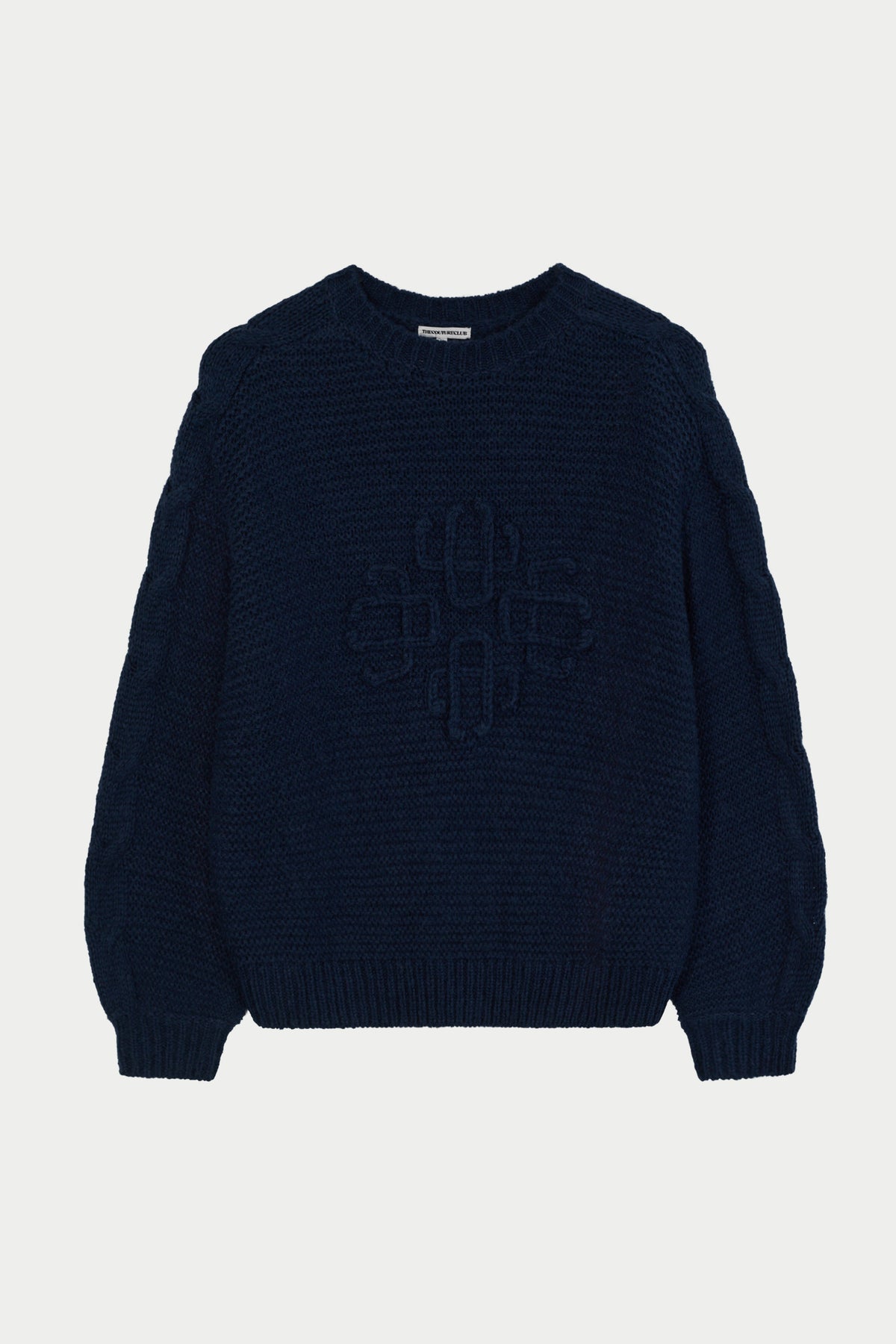 EMBLEM LOOSE KNIT OVERSIZED CREW - DARK NAVY