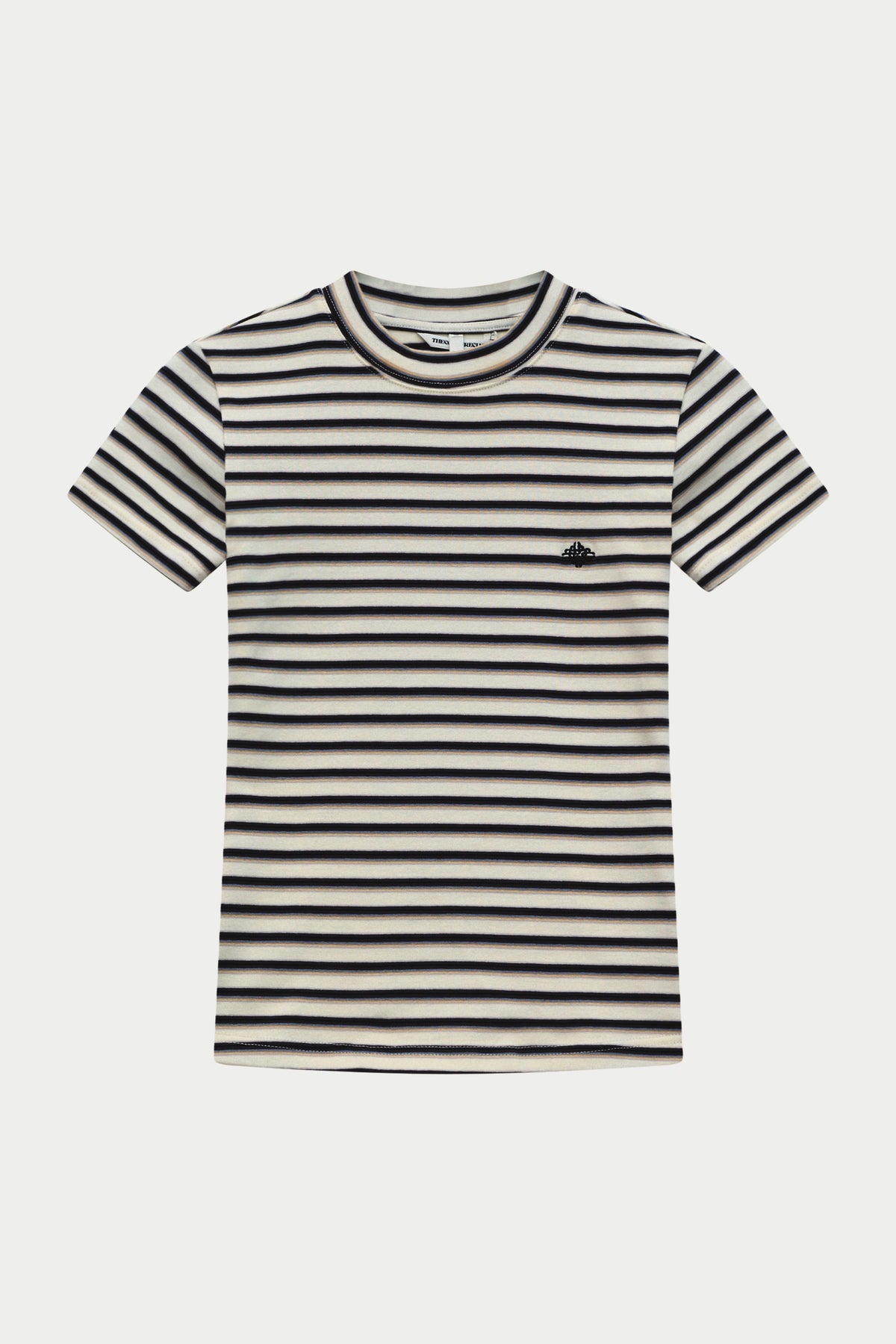 STRIPE BRUSHED COTTON BABY TEE - BEIGE