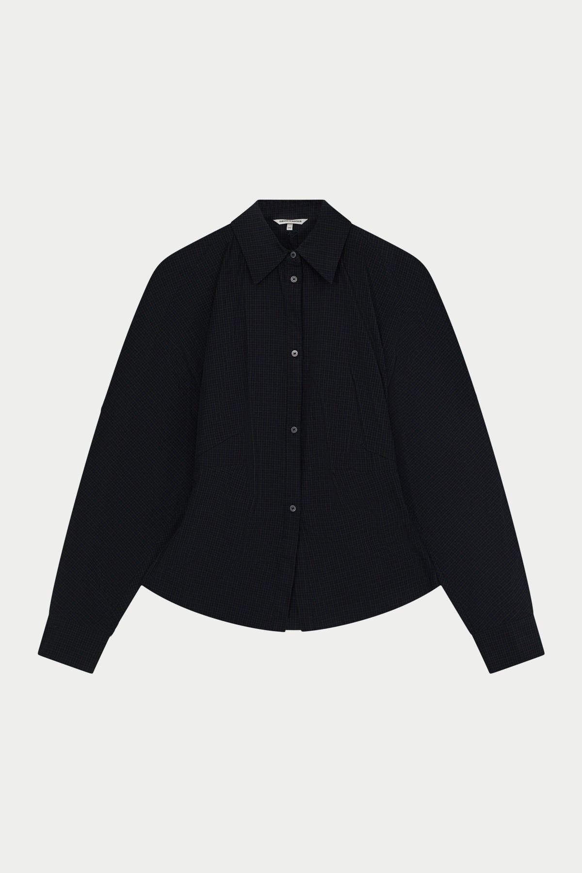 MICRO CHECK CONTOUR SEAM SHIRT - NAVY