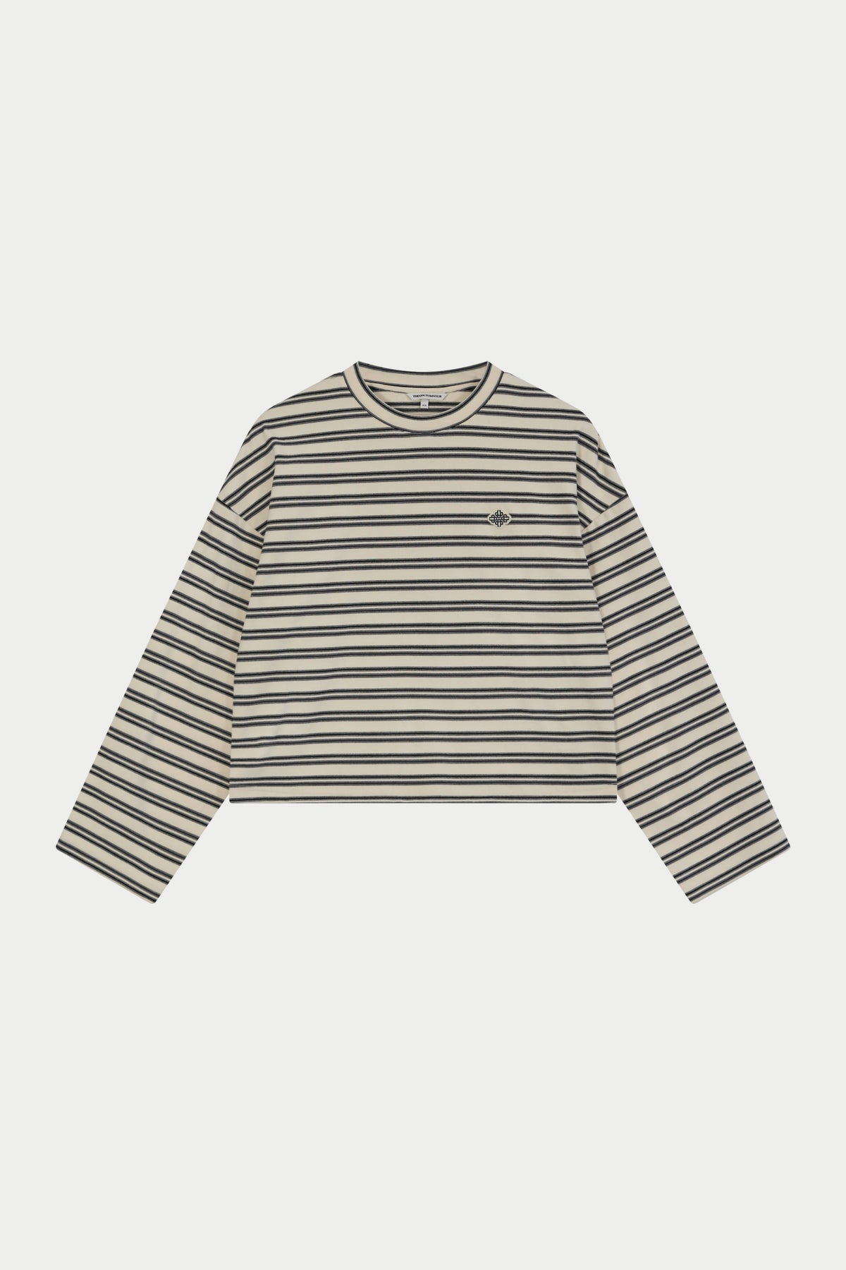 STRIPE FLEECE LONG SLEEVE T-SHIRT - OFF WHITE