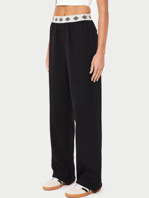 BRANDED WAISTBAND TAILORED PANT - BLACK