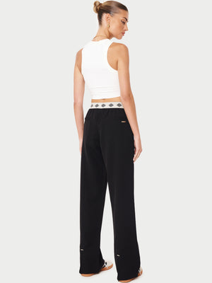 BRANDED WAISTBAND TAILORED PANT - BLACK