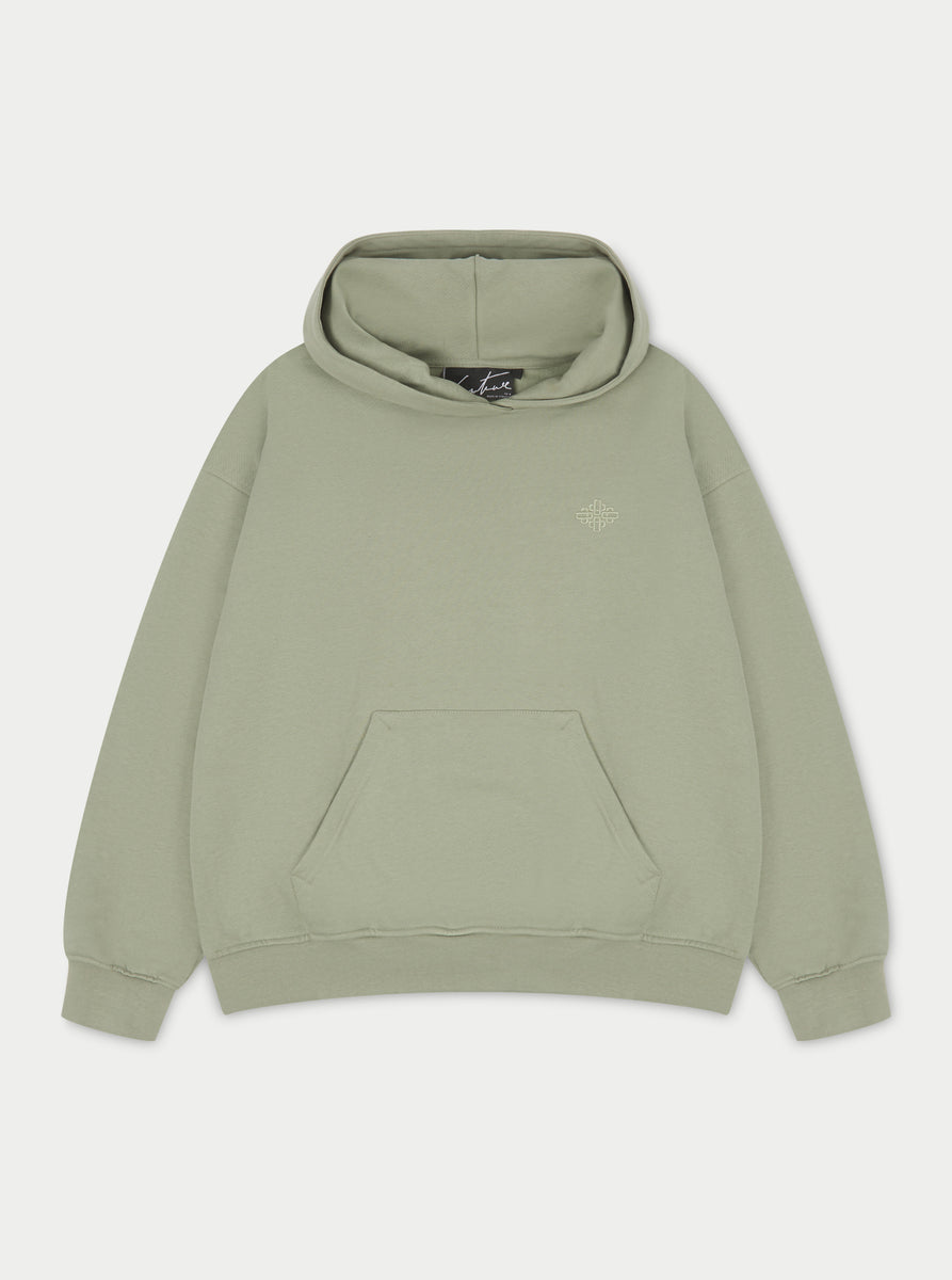 OUTLINE EMBLEM RELAXED HOODIE - SAGE