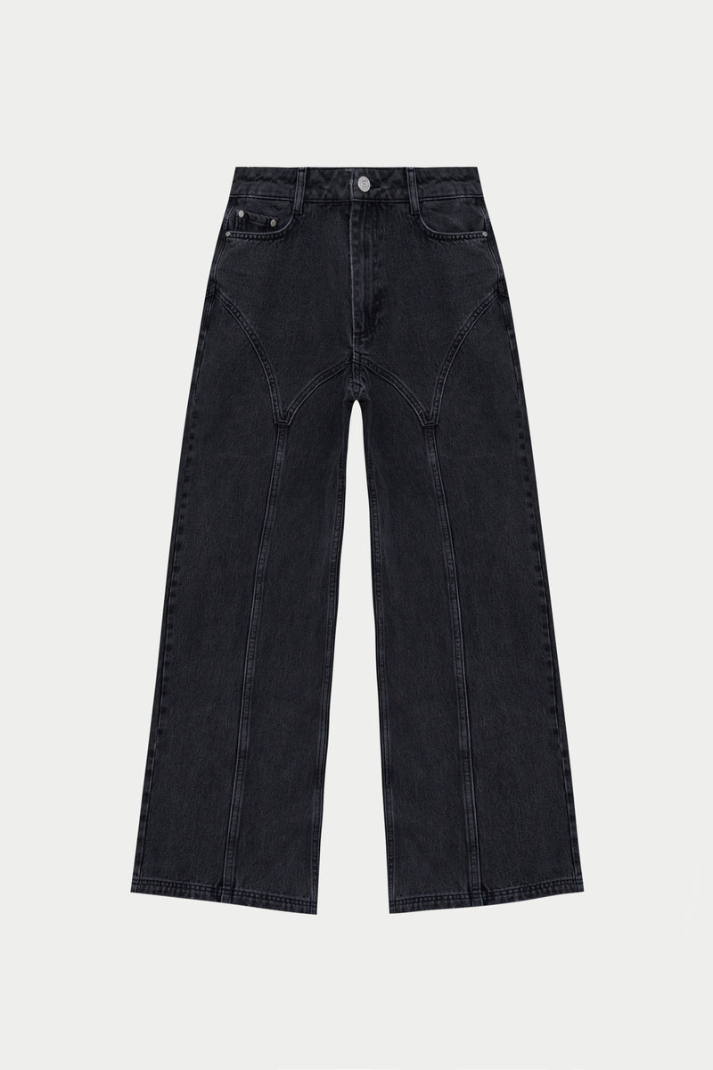 Front Side Seam Washed Jeans