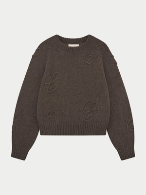 SCRIPT APPLIQUE OVERSIZED JUMPER - COCOA