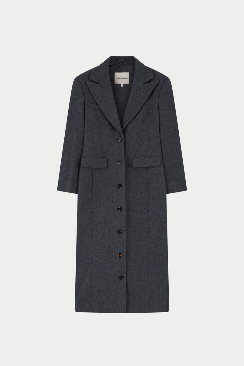 CINCHED WAIST TAILORED COAT - GREY – The Couture Club