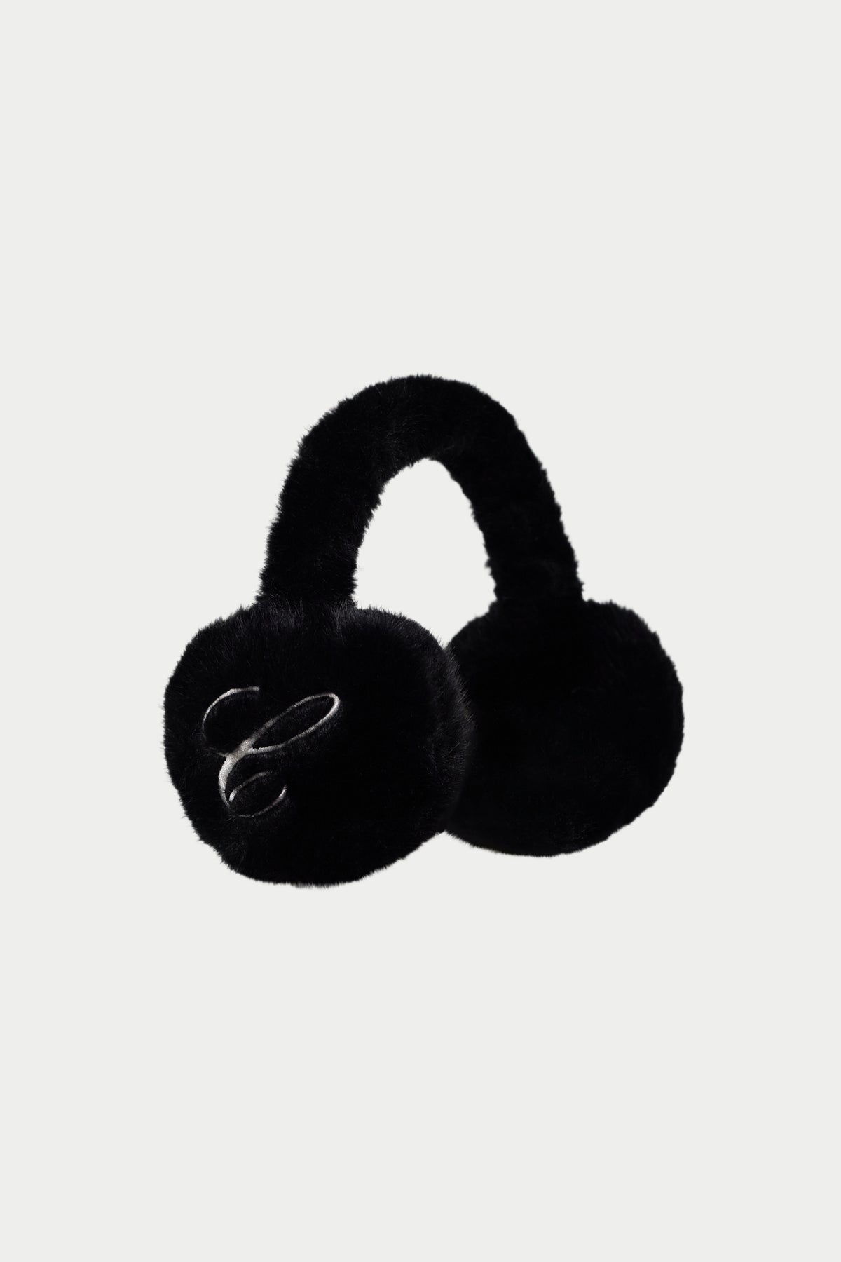 FAUX FUR SINGLE SCRIPT EARMUFFS - BLACK