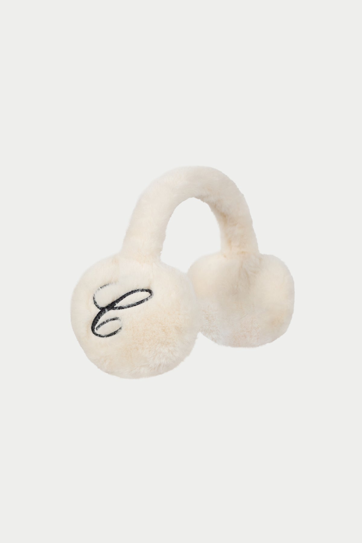 FAUX FUR SINGLE SCRIPT EARMUFFS - CREAM