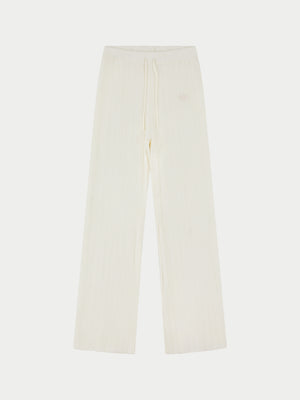 RIBBED KNITTED TROUSERS - OFF WHITE