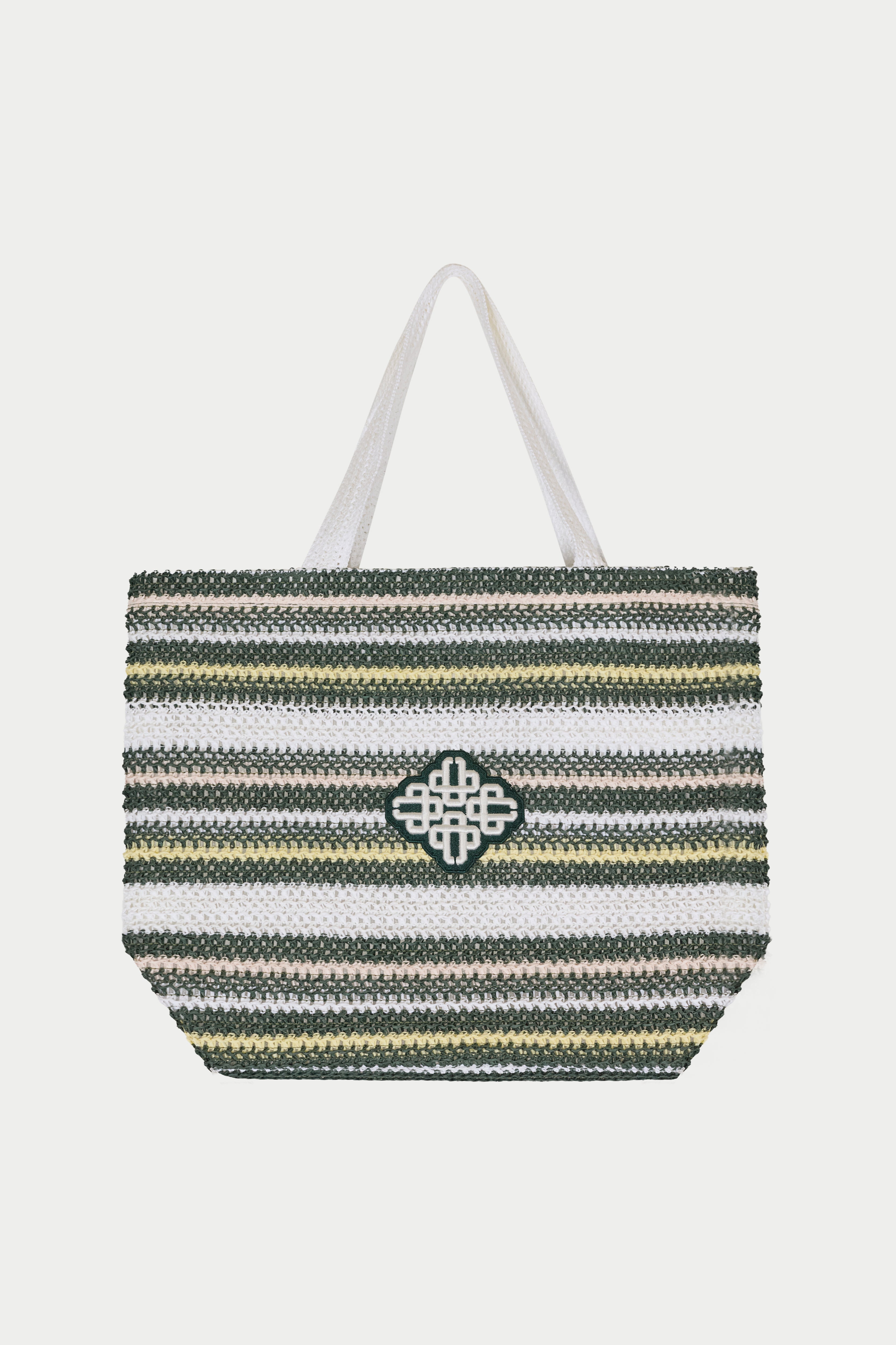 STRIPE EMBLEM BEACH BAG - GREEN
