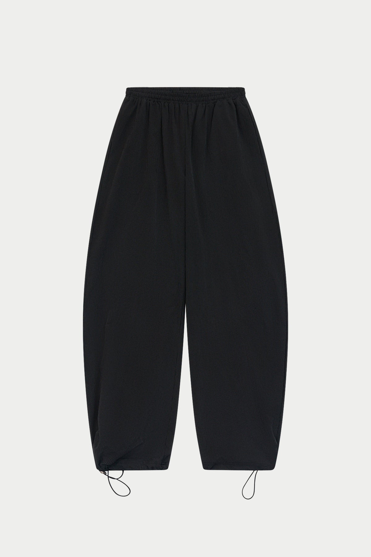 MICRO CHECK BARREL LEG TROUSERS - BLACK