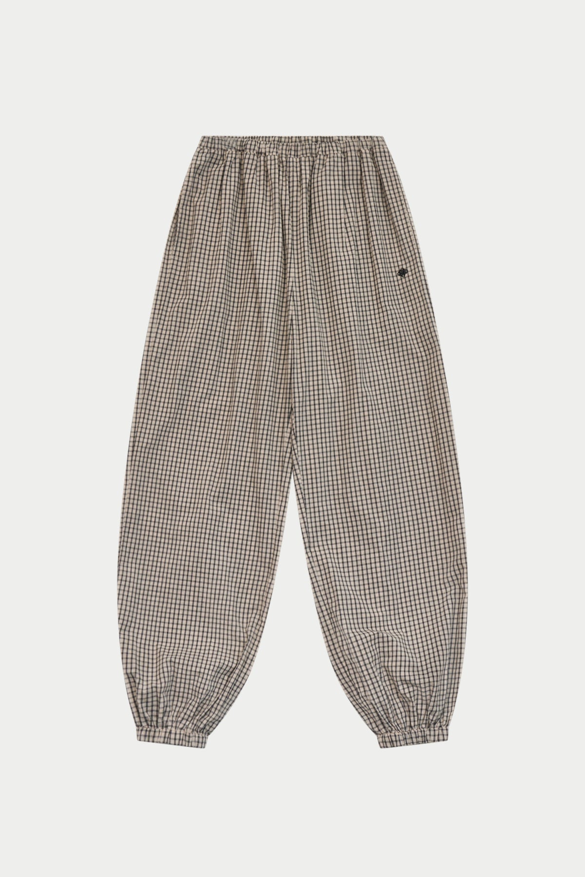 CHECKED BALLOON TROUSERS - OFF WHITE / BLACK