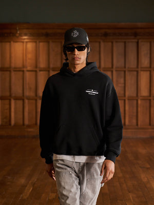 MIXED FONT GRAPHIC HOODIE - BLACK