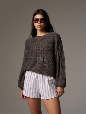 EMBLEM OVERSIZED KNIT JUMPER - COCOA