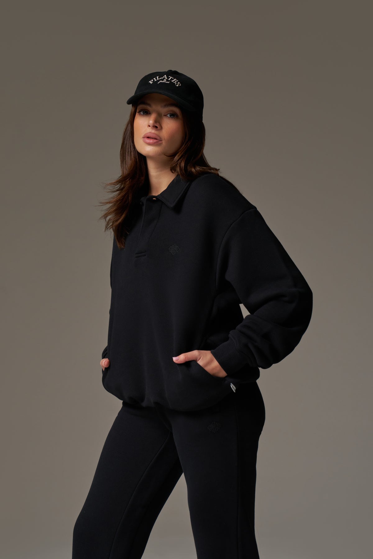 LAUNDERED CLASSICS POLO SWEATSHIRT - WASHED BLACK