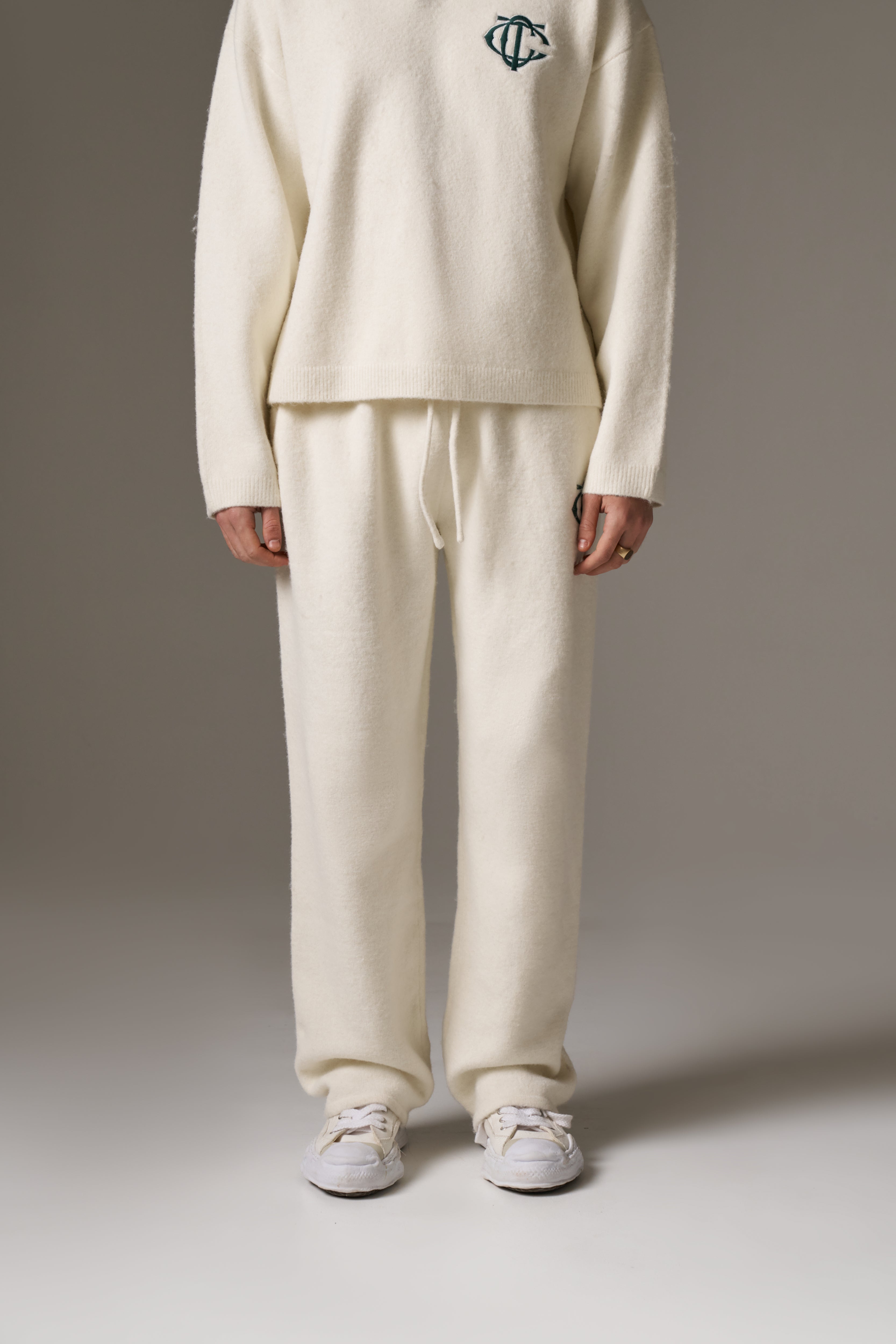 MONOGRAM KNITTED JOGGERS - OFF WHITE