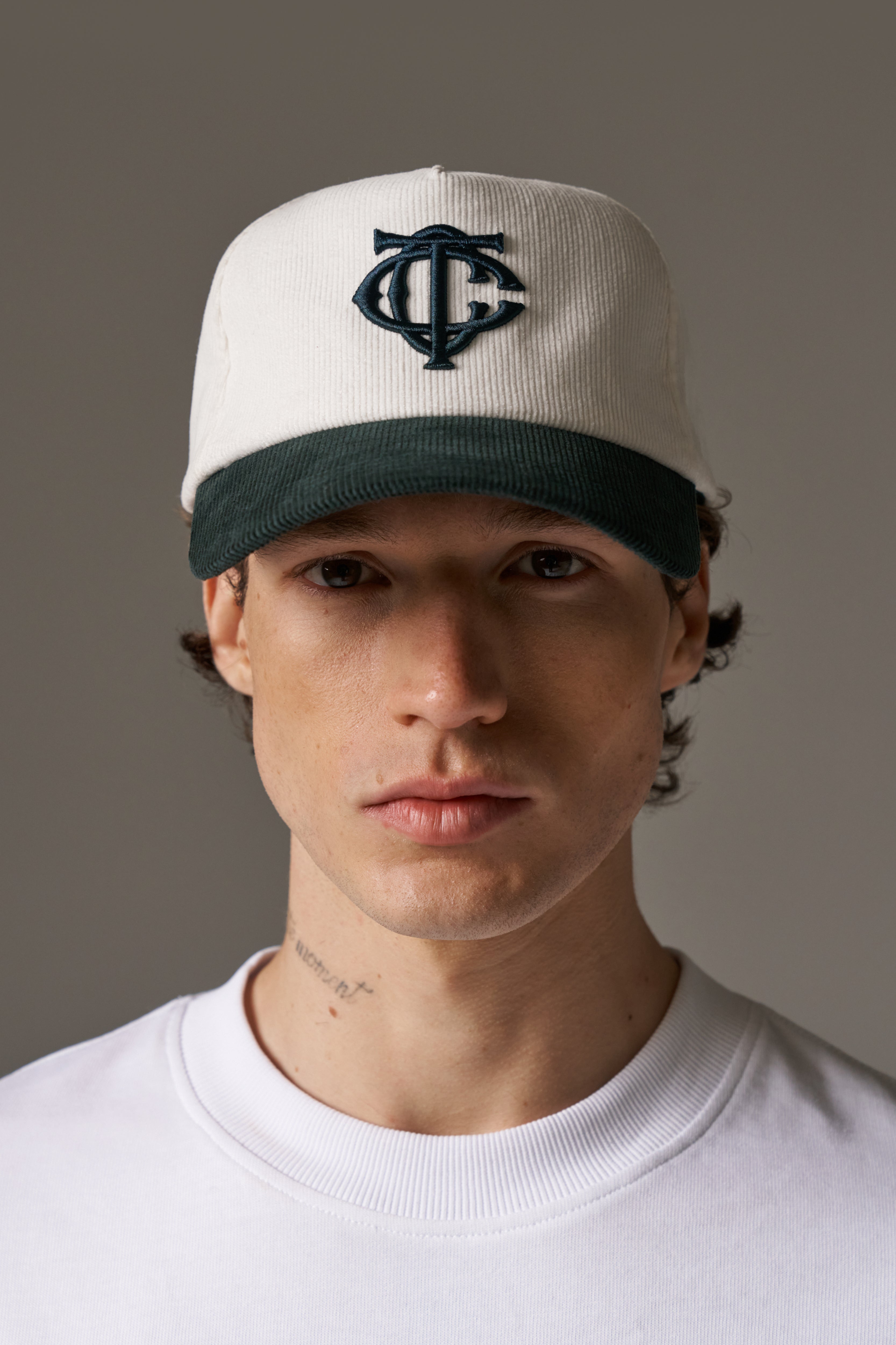 MONOGRAM CORD CAP - FOREST GREEN