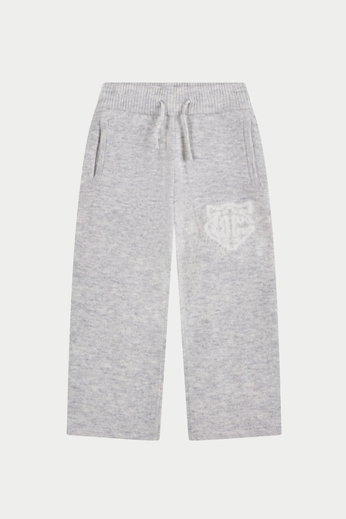KIDS MONOGRAM EMBLEM FLUFFY KNIT JOGGERS - GREY MARL