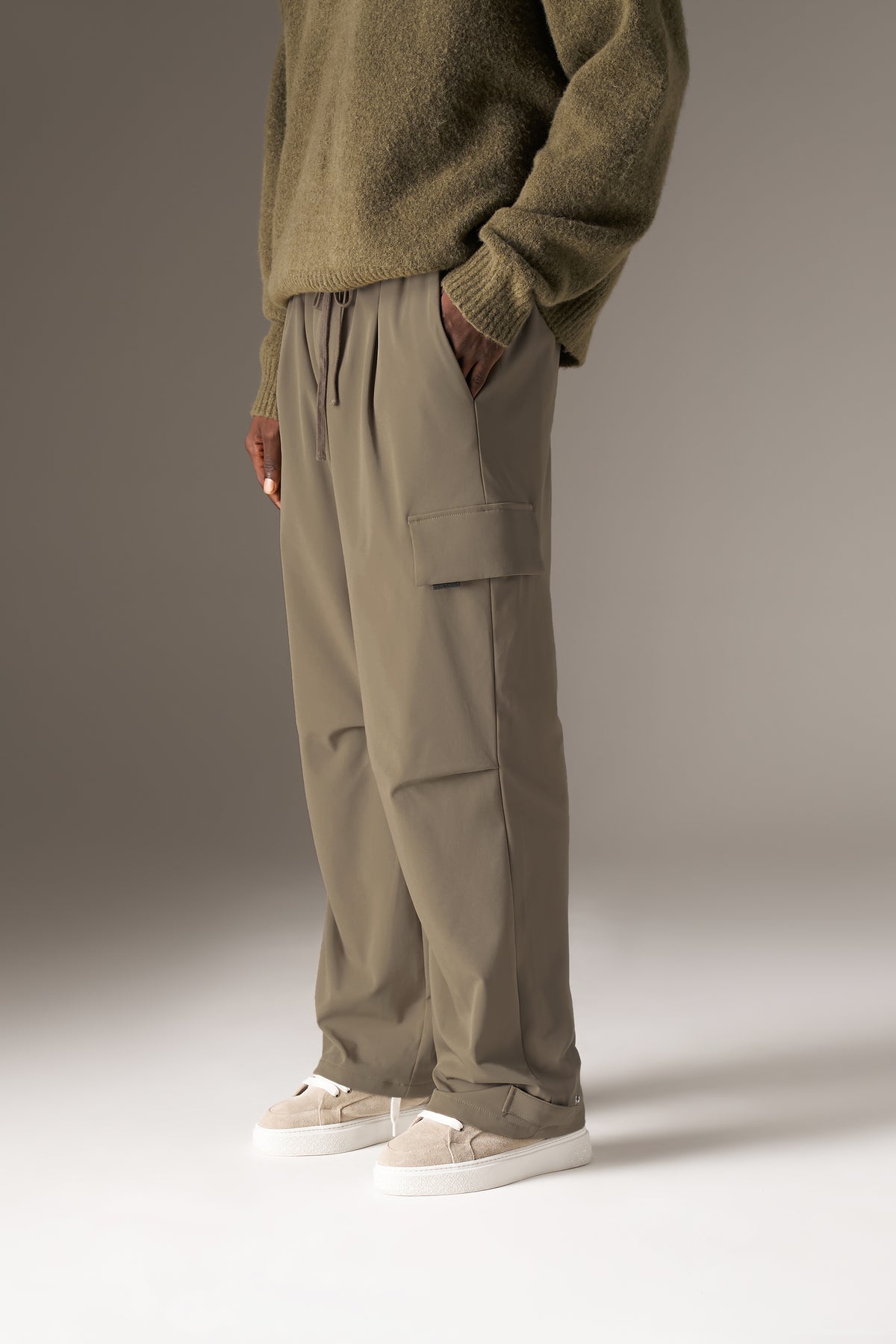TECHNICAL WIDE LEG TROUSERS - KHAKI