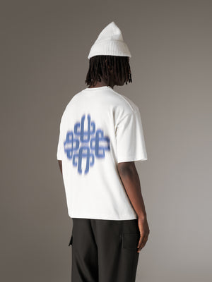 MOTION BLURRED EMBLEM T-SHIRT - NAVY
