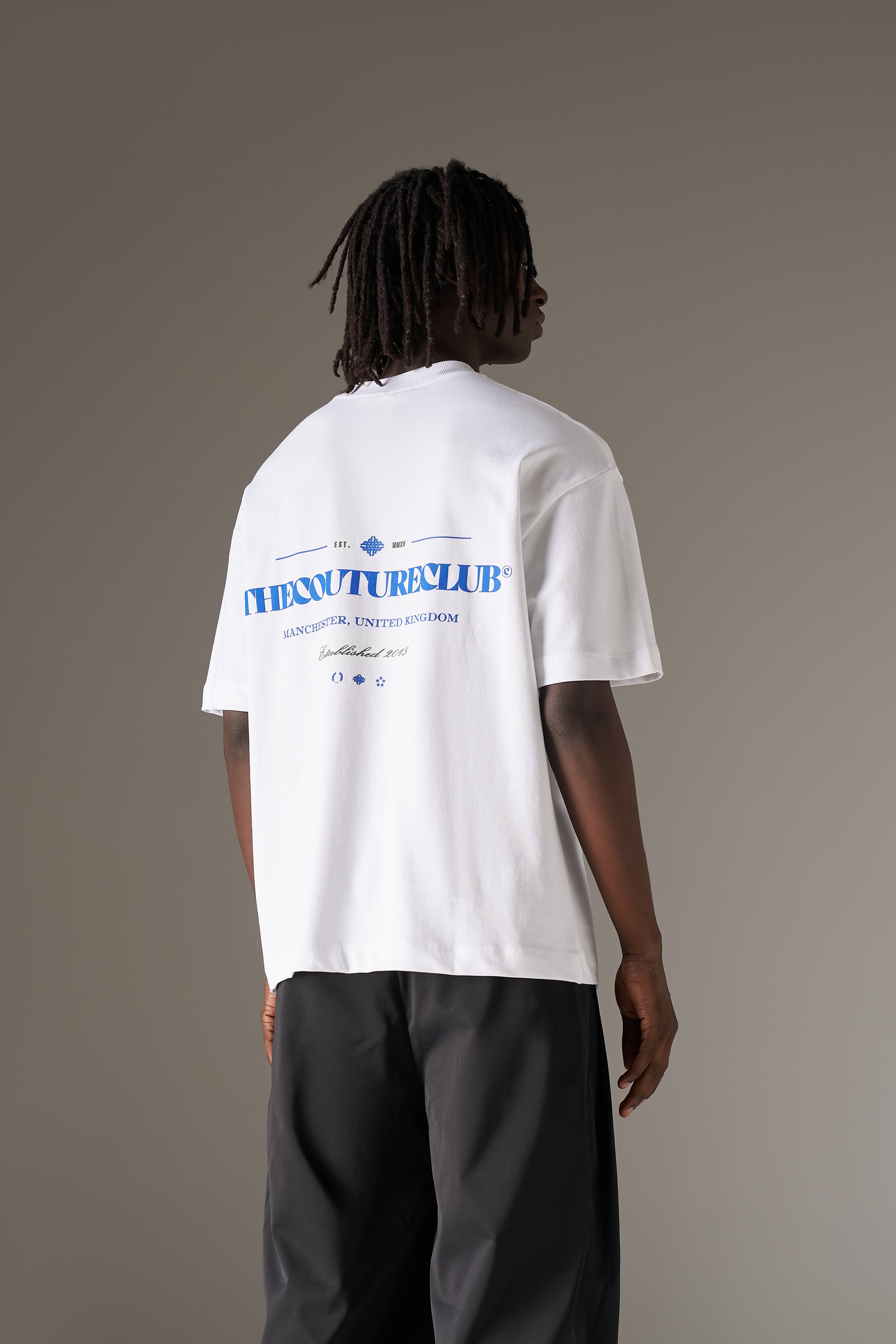 COPYRIGHT MULTI GRAPHIC T-SHIRT - WHITE BLUE