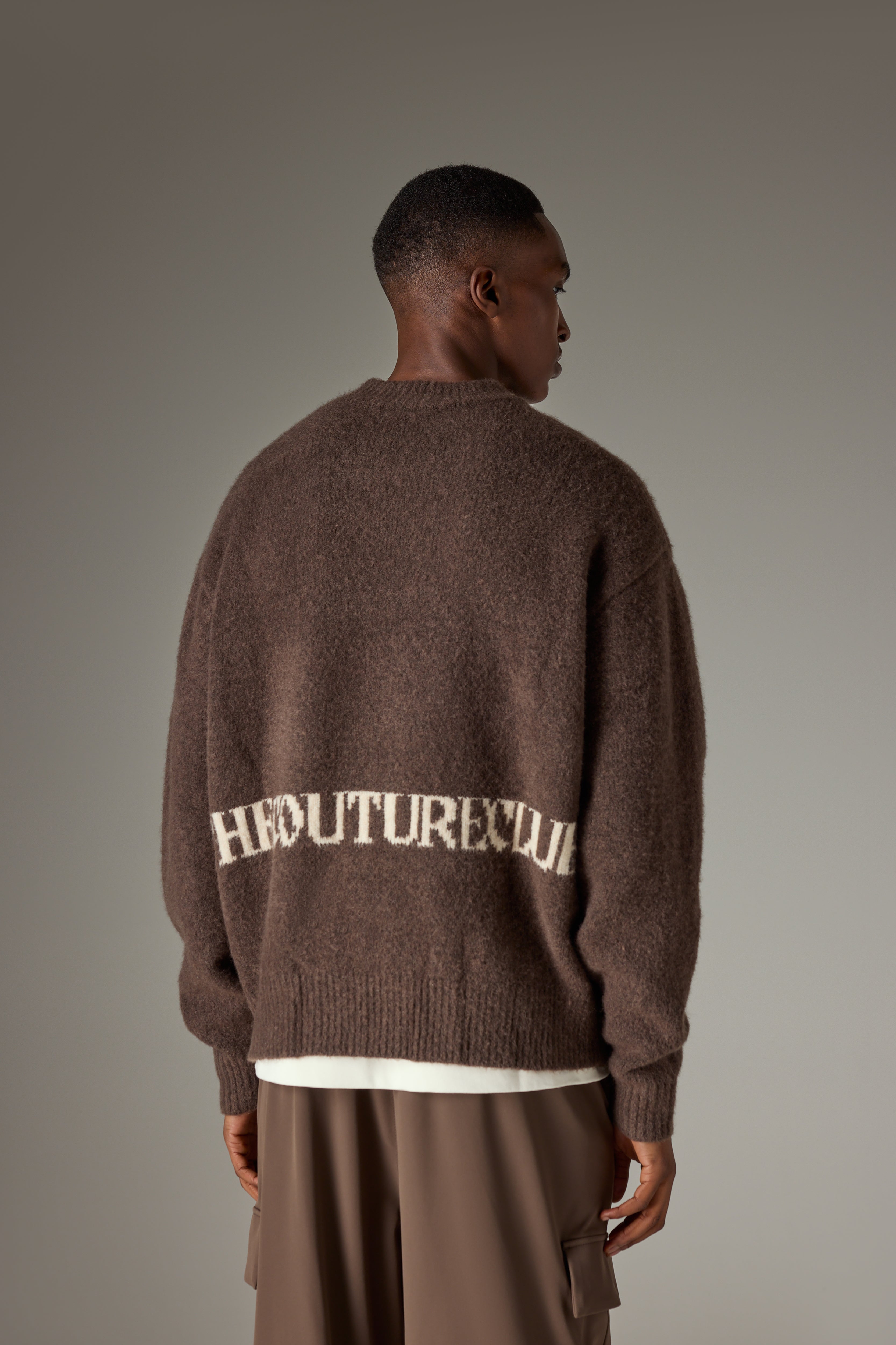 COPYRIGHT BRUSHED KNIT JUMPER - BROWN