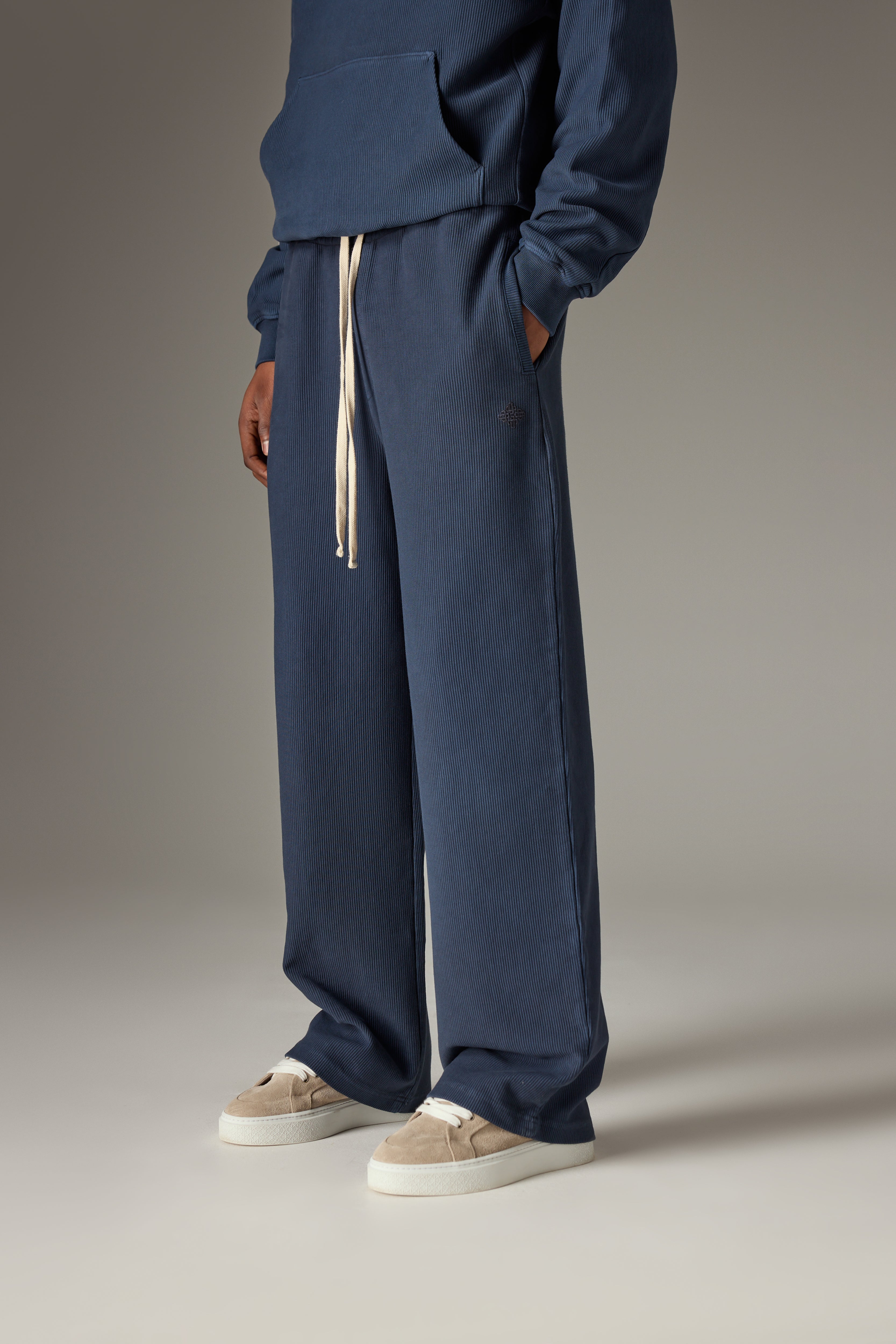 HEAVYWEIGHT WASHED RIBBED JERSEY JOGGERS - NAVY