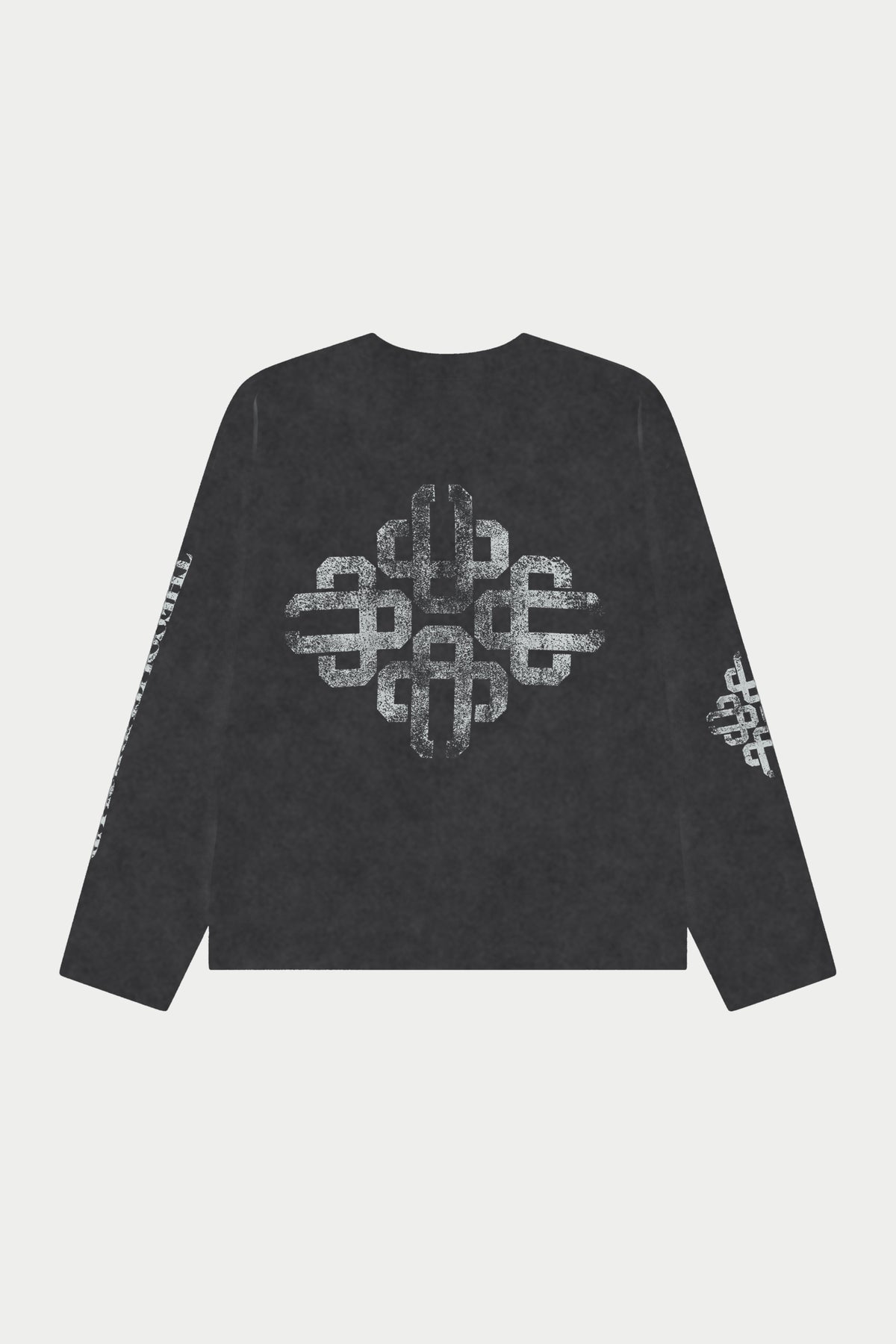 VINTAGE COPYRIGHT PRINT WASHED LONG SLEEVE T-SHIRT - BLACK WHITE