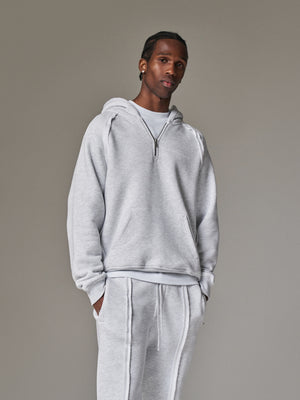 COPYRIGHT QUARTER ZIP HOODIE - GREY MARL