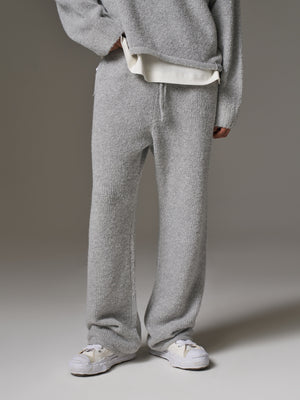 BOUCLE KNIT PANTS - GREY MARL