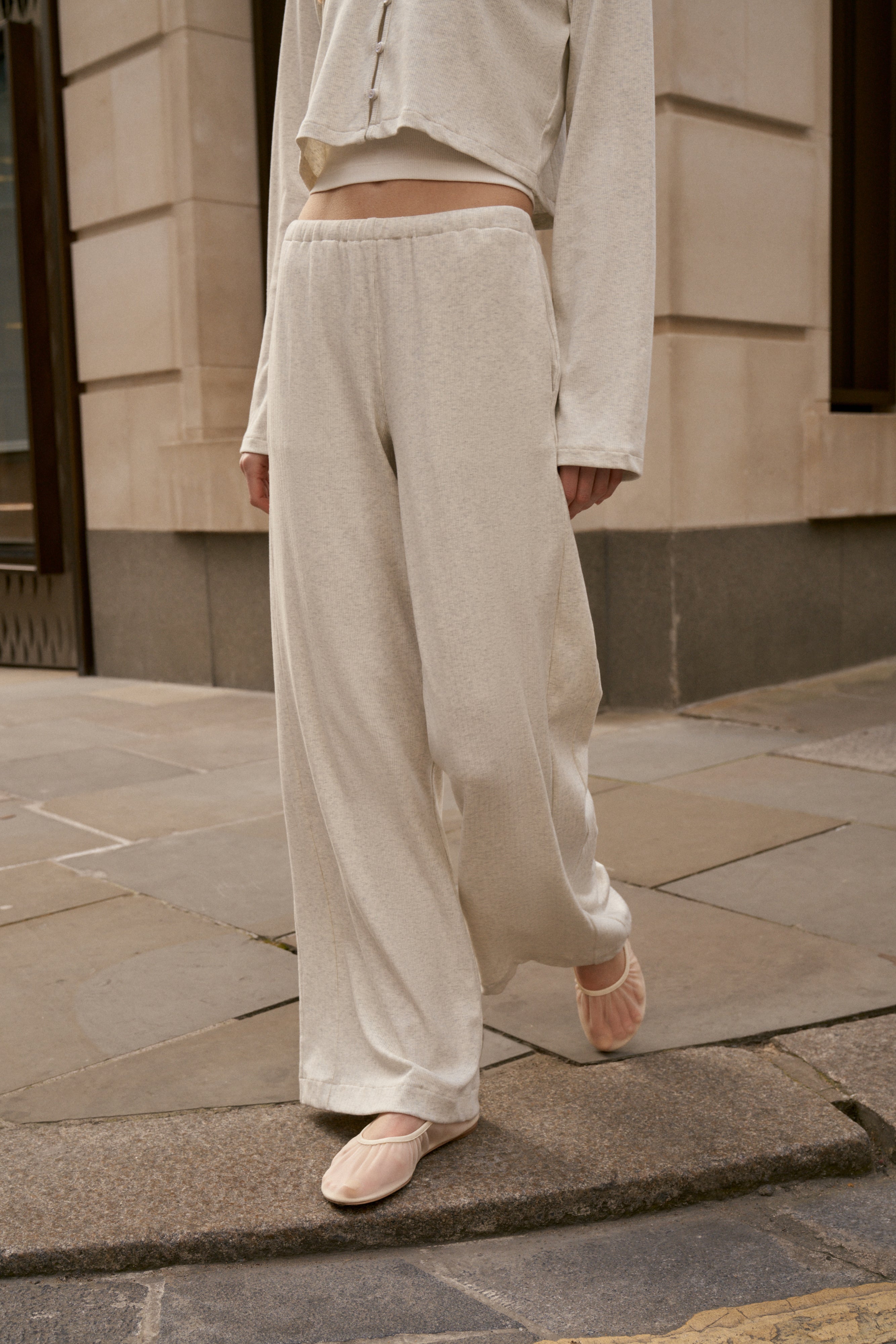 RIBBED TROUSERS - GREY
