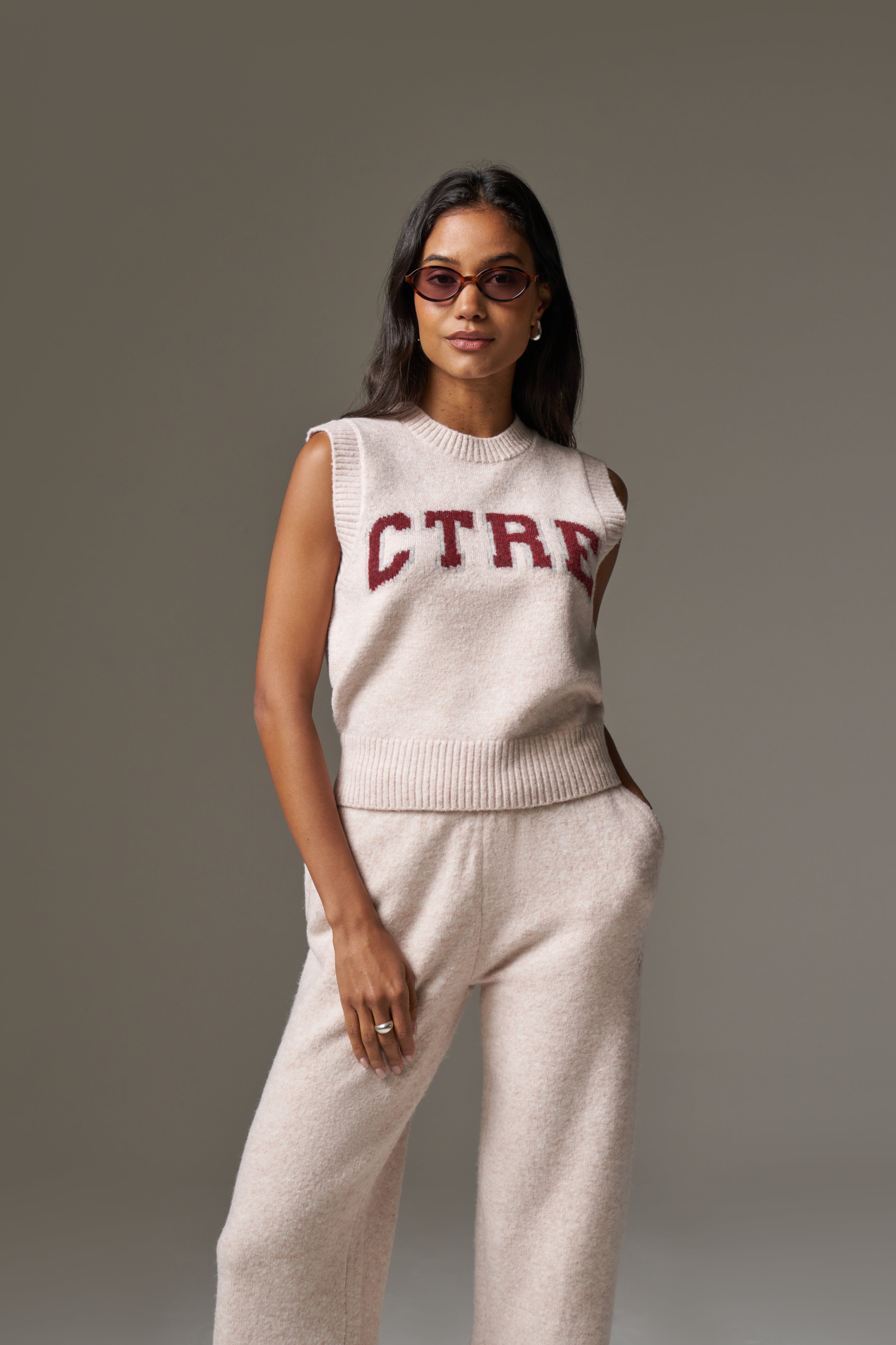 CTRE KNITTED VEST - PINK