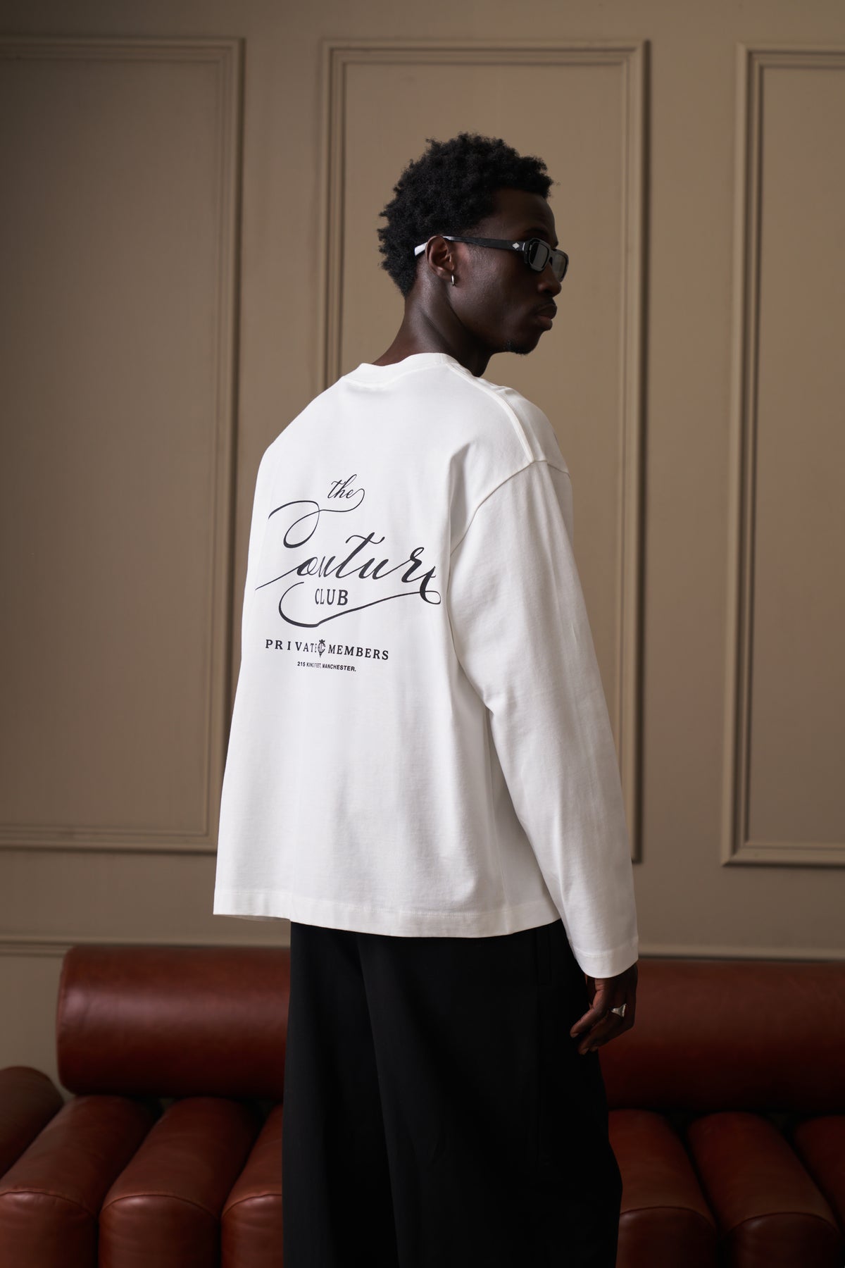 PRIVATE MEMBERS SCRIPT LONG SLEEVE T-SHIRT - OFF WHITE