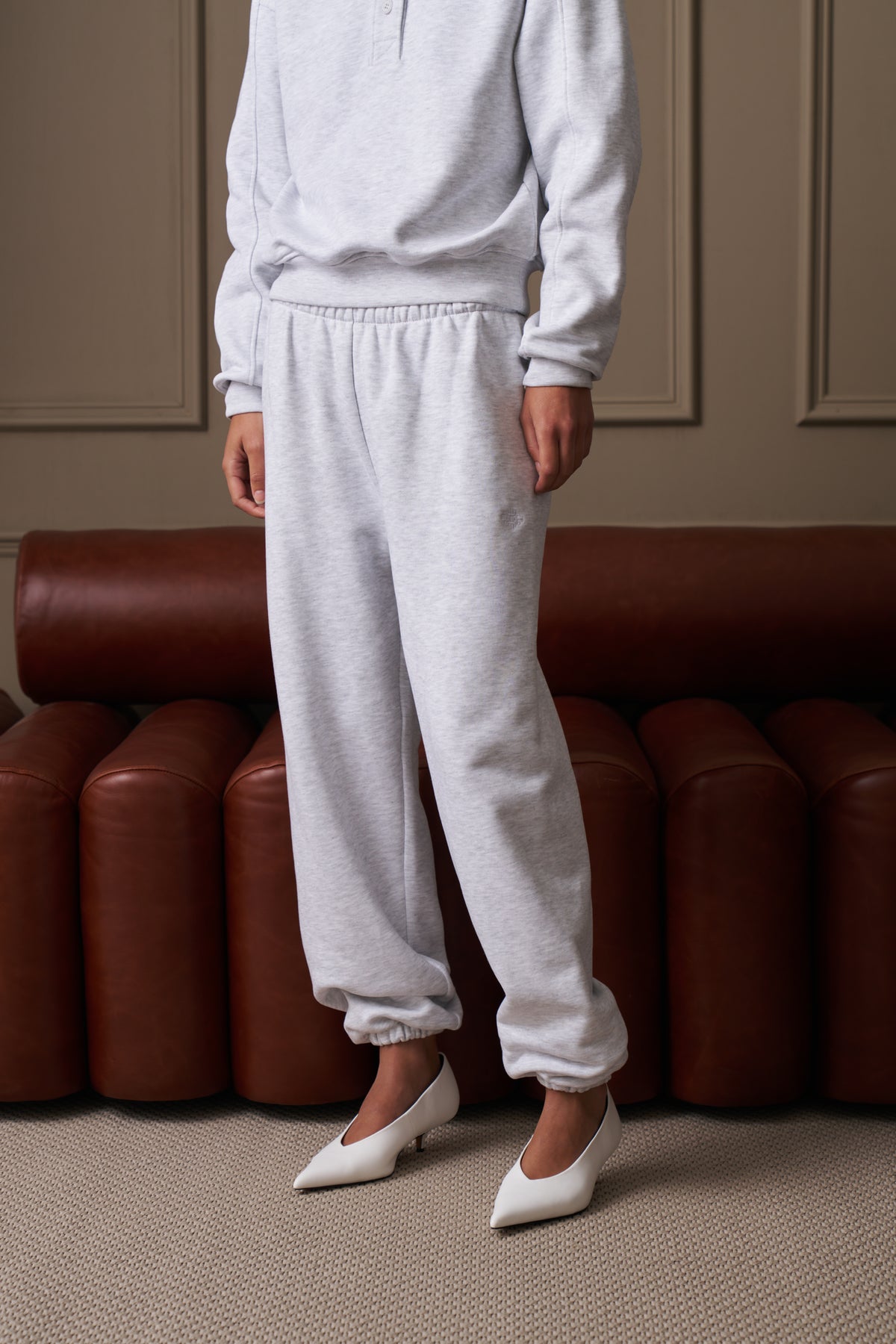RELAXED CUFFED JOGGERS - GREY MARL