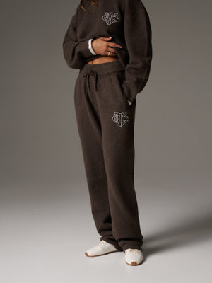 MONOGRAM KNITTED JOGGERS - BROWN