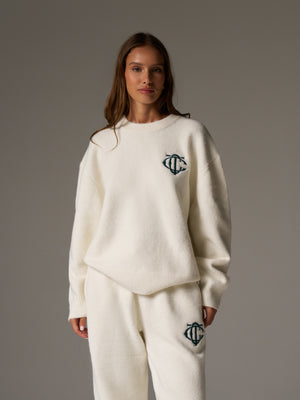 MONOGRAM KNITTED CREW - OFF WHITE