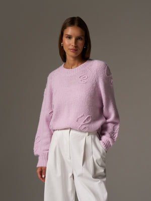 SCRIPT APPLIQUE OVERSIZED JUMPER - PINK