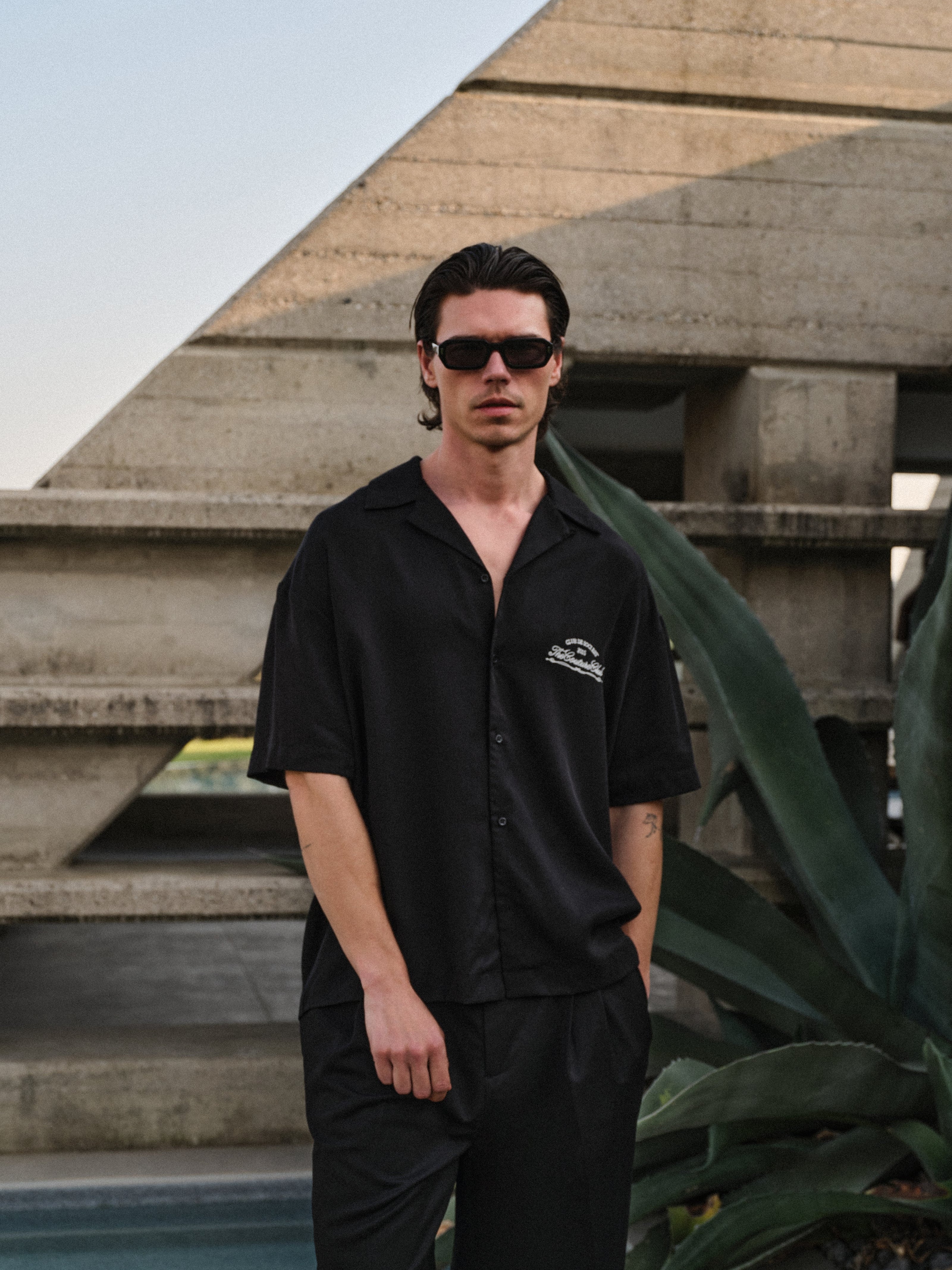 CLUB DE SOCI EMBROIDERY SHIRT - BLACK