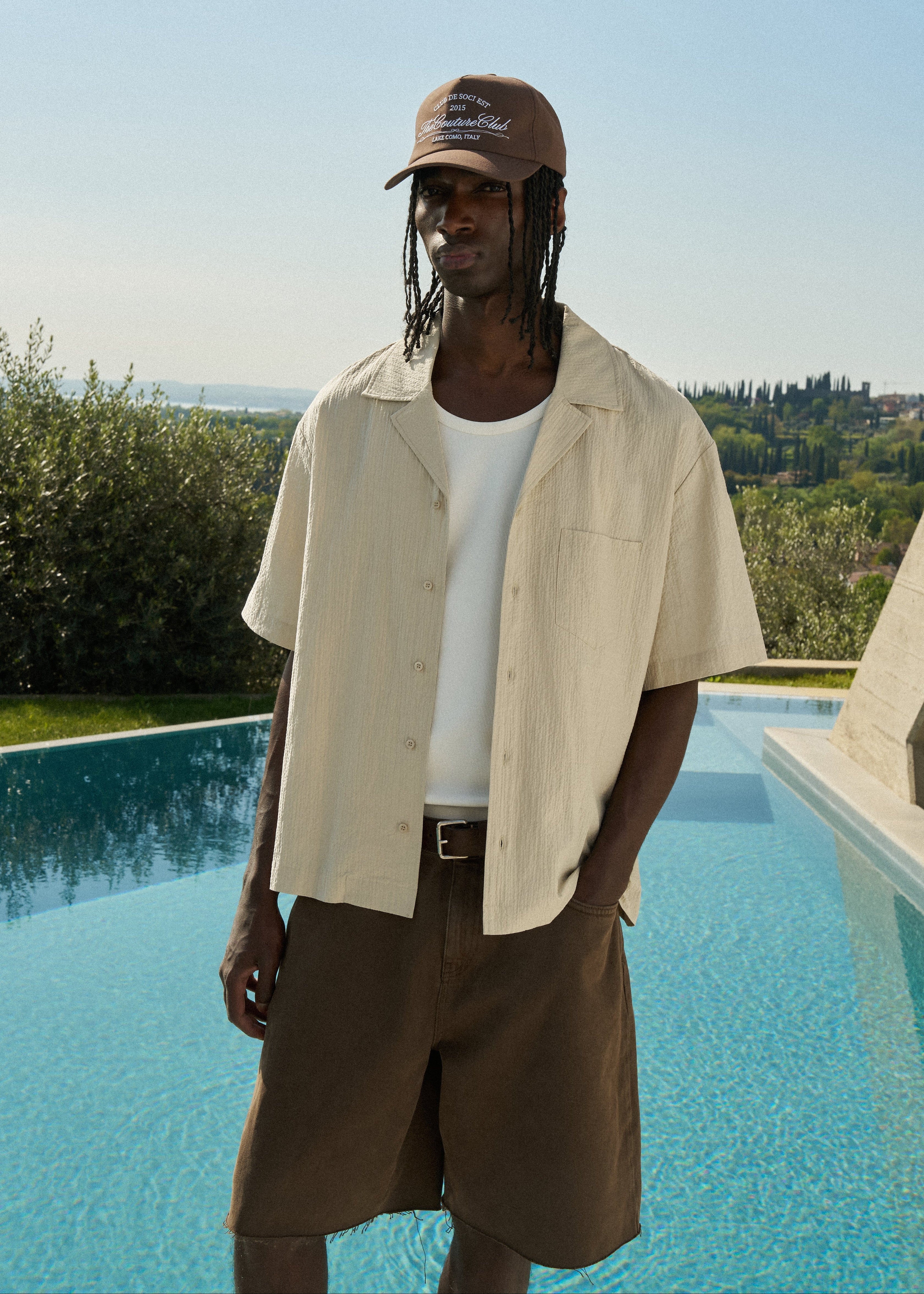 TEXTURED REVERE SHIRT - STONE